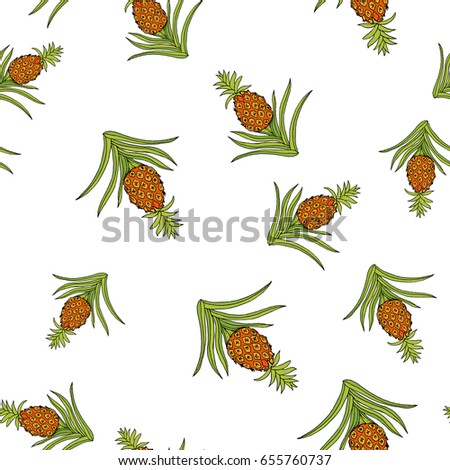 Pineapple seamless pattern, vector illustration