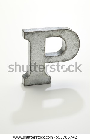 iron letter P isolated on white