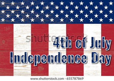 4th of july, united states independence day, paper text over wooden painted planks