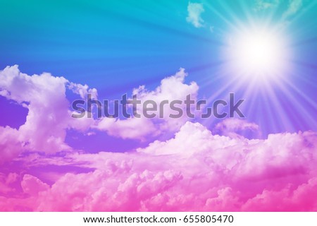 Sky sunlight shines of colorful cloud and sky abstract background, pastel color