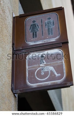 Sign wc for men, women and disabled