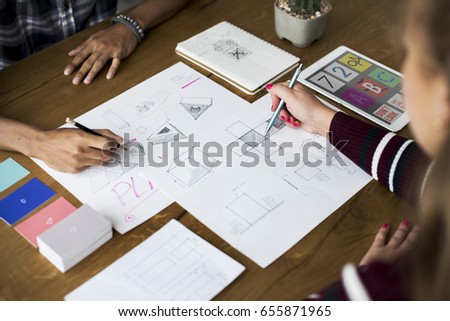 Design team drawing sketch small business