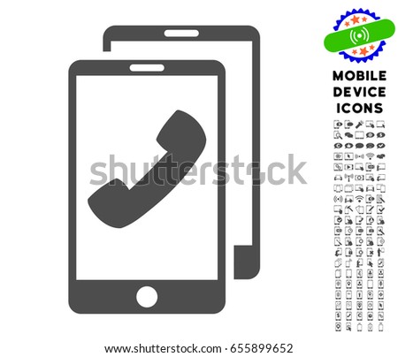 Cell Phones icon with cell phone pictogram collection. Vector illustration style is a flat iconic symbol, gray colors. Designed for web and software interfaces.