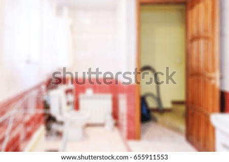 Abstract blur bathroom interior in a private house for background