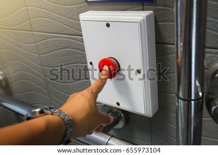 Emergency button in a special toilet for pregnant woman, elder and disabled.