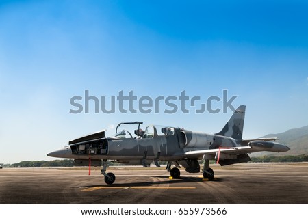 F-16 fighter jet plane of Royal air force ,aircraft on runway Royalty-Free Stock Photo #655973566