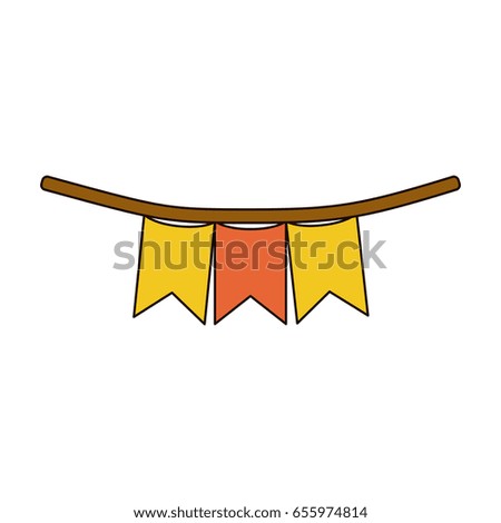 white background with colorful festoons in shape of square with peaks in closeup with thick contour vector illustration