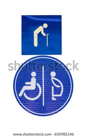 Special toilet sign for pregnant woman, elder and disabled isolated on white background.