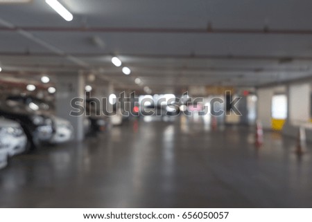 Car parking lot interior blur background ,Abstract Blurred