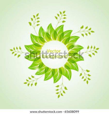 Vector green background with leaves. No transparency