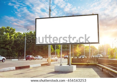 Billboard canvas mock up in city background beautiful sunshine Royalty-Free Stock Photo #656163253