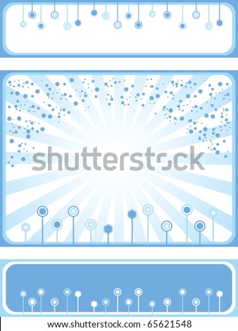 Set abstract background and decorative elements. Blue color. Winter.