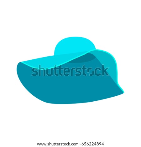 Summer female hat. Flat vector illustration isolated on white background
