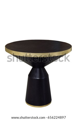 Round black table with metal insertion