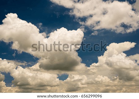 Abstract color landscape of blue sky and clouds on sunlight in morning for background.