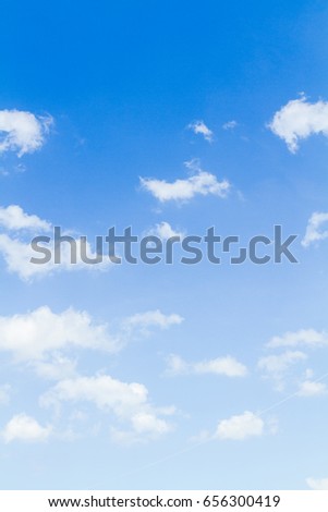 Blue sky and white cloud on summer. Good weather day background with copy space.