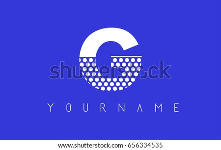 G Dotted Pattern Letter Logo Design Vector with Blue Background.