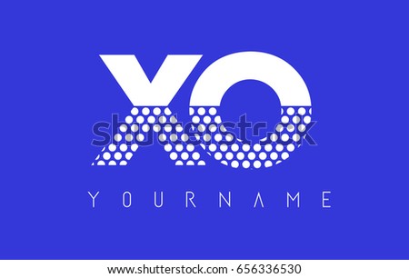 XO X O Dotted Pattern Letter Logo Design Vector with Blue Background.
