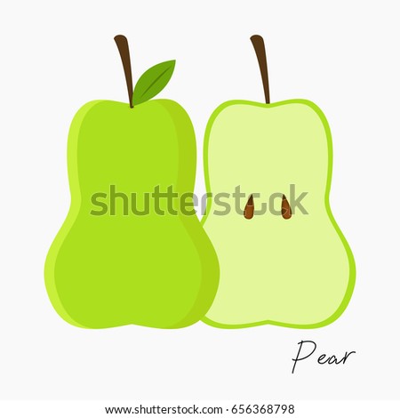 fresh pear and slice of pear vector 