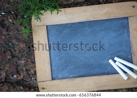 Small blackboard with chalk.