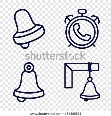Bell icons set. set of 4 bell outline icons such as