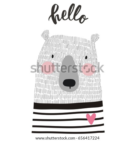 Cute card with hand drawn bear