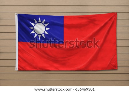 Taiwan Flag hanging on a wall