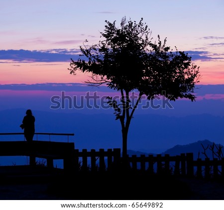 silhouette of girl on the Mountain
