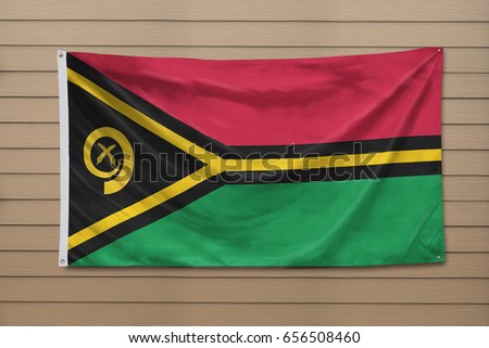 Vanuatu Flag hanging on a wall