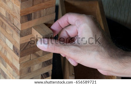 Building puzzle wood, Wooden puzzle isolated on white background
