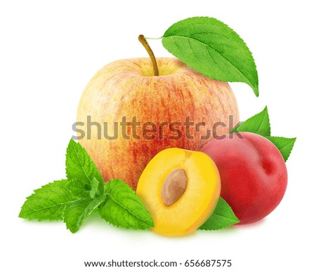 Composition with Different Fruits Isolated on White Background