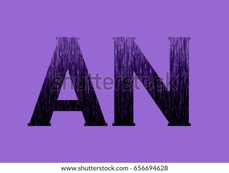 letters AN in lilac tones