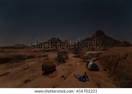 Camping under the stars in Spitzkoppe, Namibia