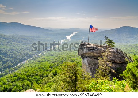 Chimney Rock at Chimney Rock State Park in North Carolina, USA. Royalty-Free Stock Photo #656748499