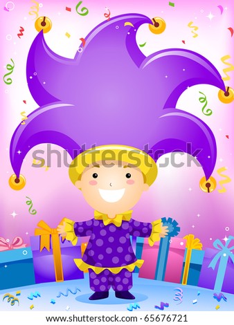 Party Invitation Featuring a Clown Surrounded by Gifts