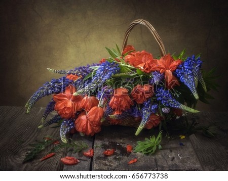 Summer flowers basket