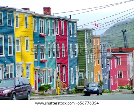 Colorful houses in St. John's, Newfoundland, Canada Royalty-Free Stock Photo #656776354