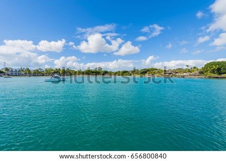Mauritius beach. Tropical Mauritius island water & beach resort, Turtle Bay - Balaclava