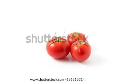 three tomatos isolated on white background