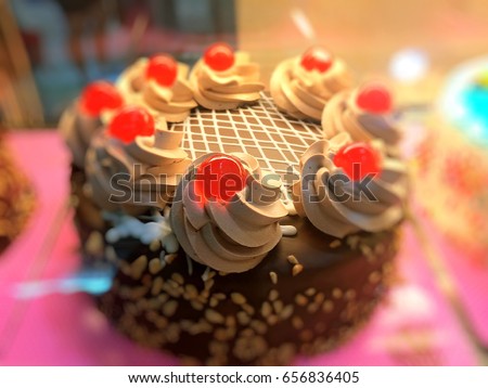 Blur picture of happy birthday cake background, blurred background