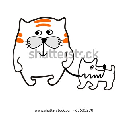 Vector. Cat with a dog set