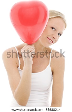 young beautyful caucasian woman with balloon