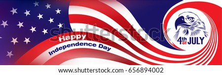 4 th of July. Eagle, Independence Day. US flag card design. art. Vector illustration