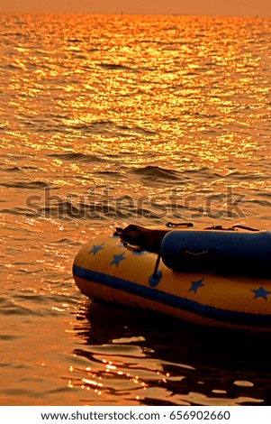 A rubber boat on the sea