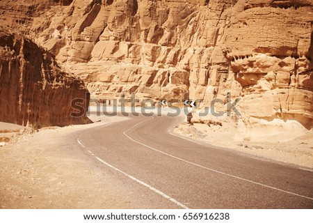 Highway among the desert and mountains