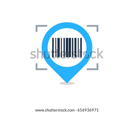 Barcode Pin Icon Logo Design Element