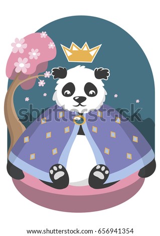 King panda with crown -  Vector Illustration