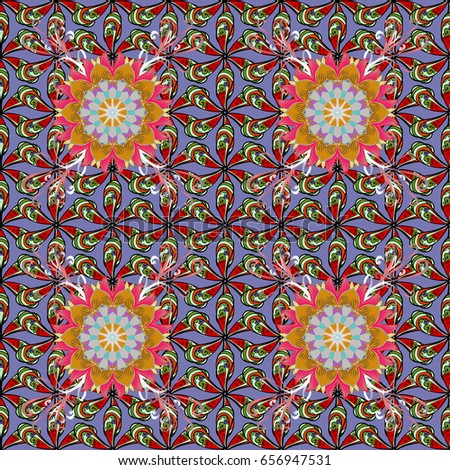 Multicolor ornament of small simple flowers, abstract seamless pattern for fabric or textile design.