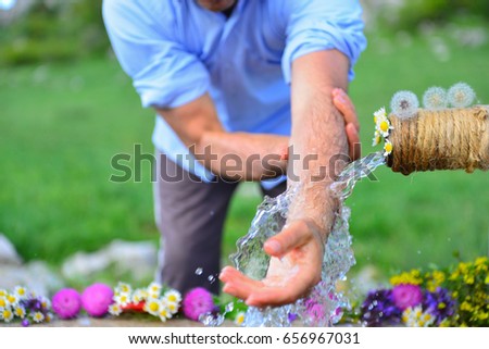 ablution fountain is located at Human-time of ablution-time of ablution Royalty-Free Stock Photo #656967031