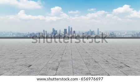 The road, the ground, and the beautiful skyline of Chongqing
